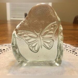 Crystal Glass Butterfly Paperweight - Double Sided